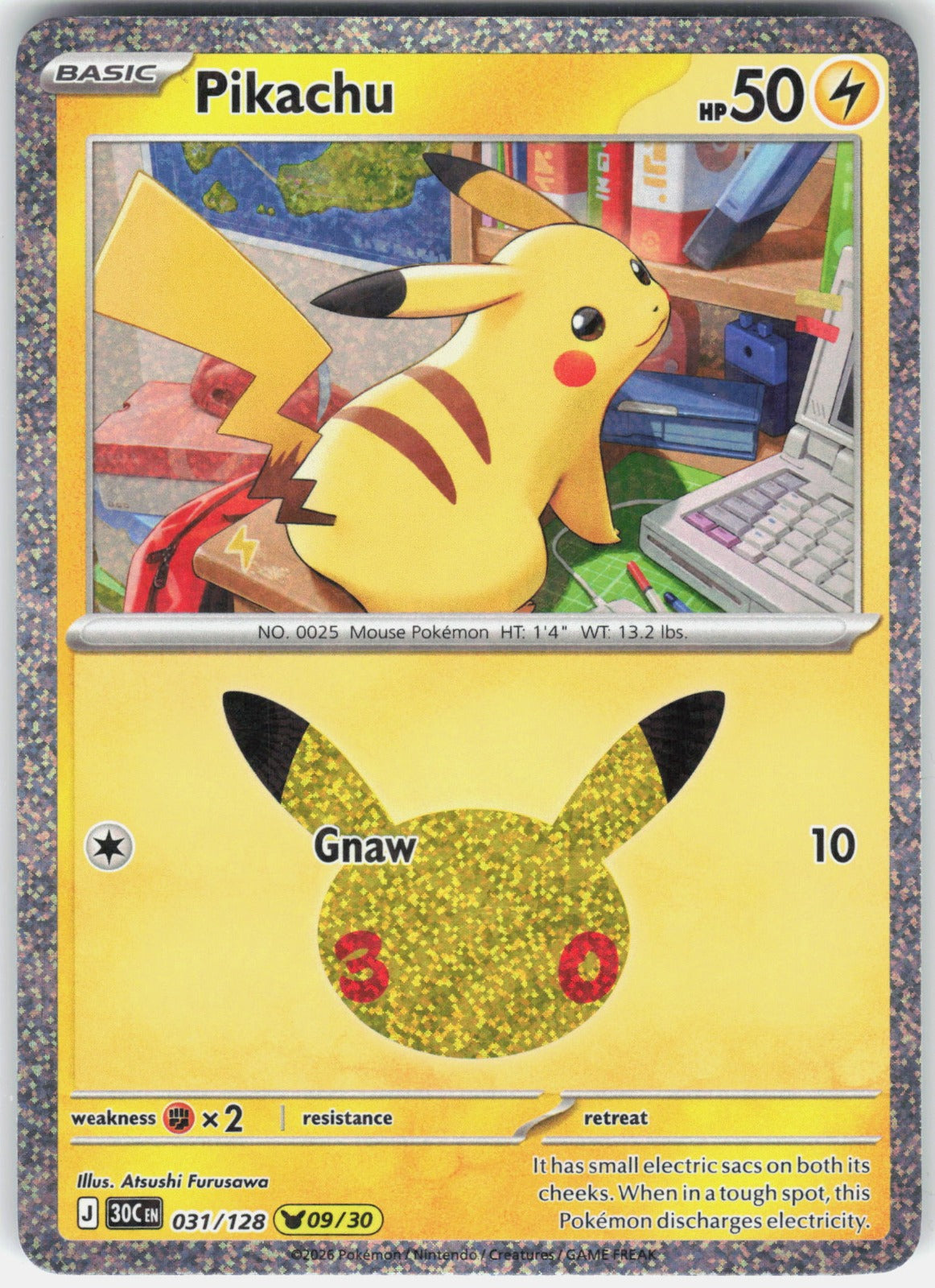 Pikachu Holo Pikachu Rare ME: 30th Celebration 031/128 NM
