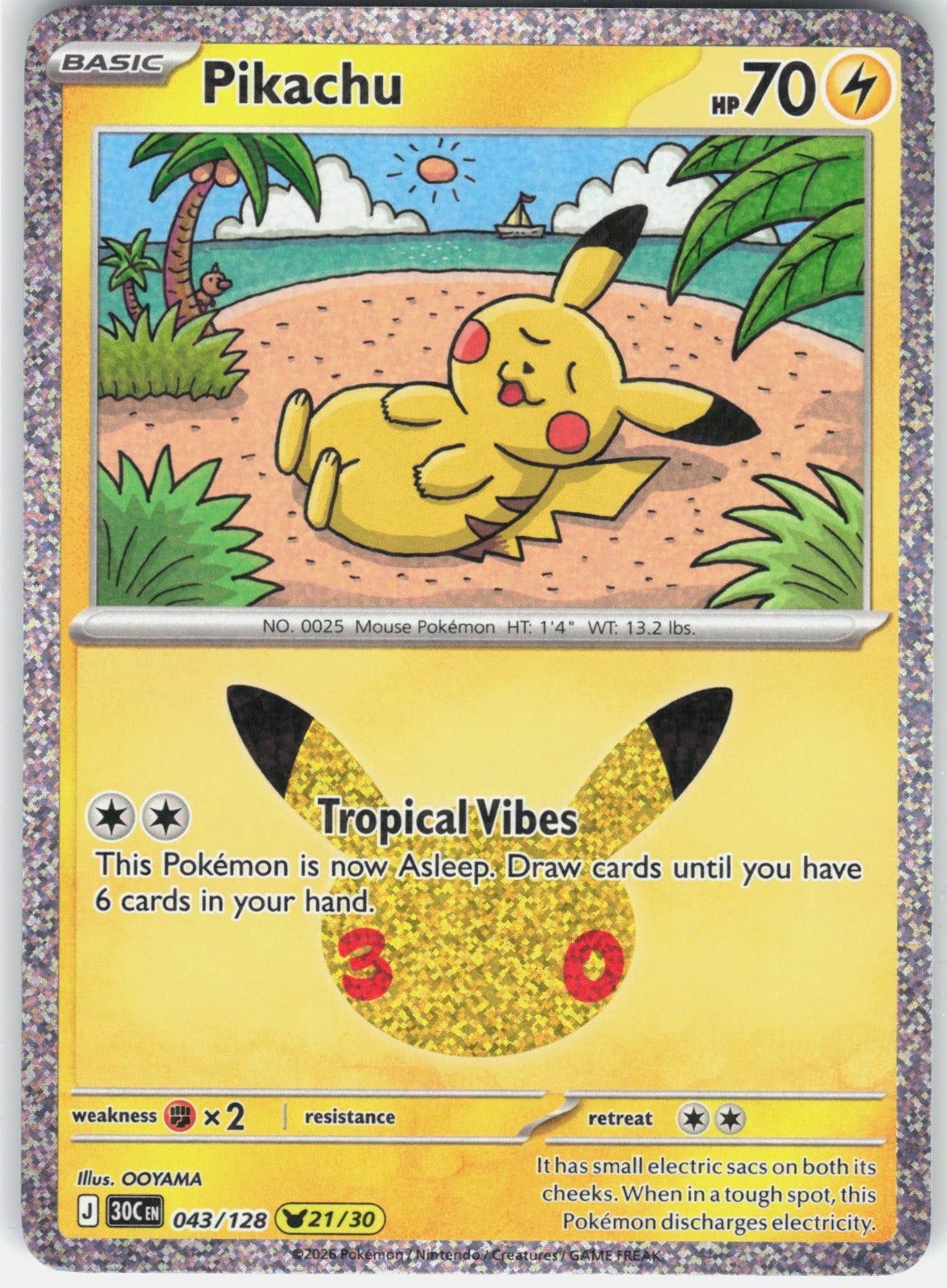 Pikachu Holo Pikachu Rare ME: 30th Celebration 043/128 NM
