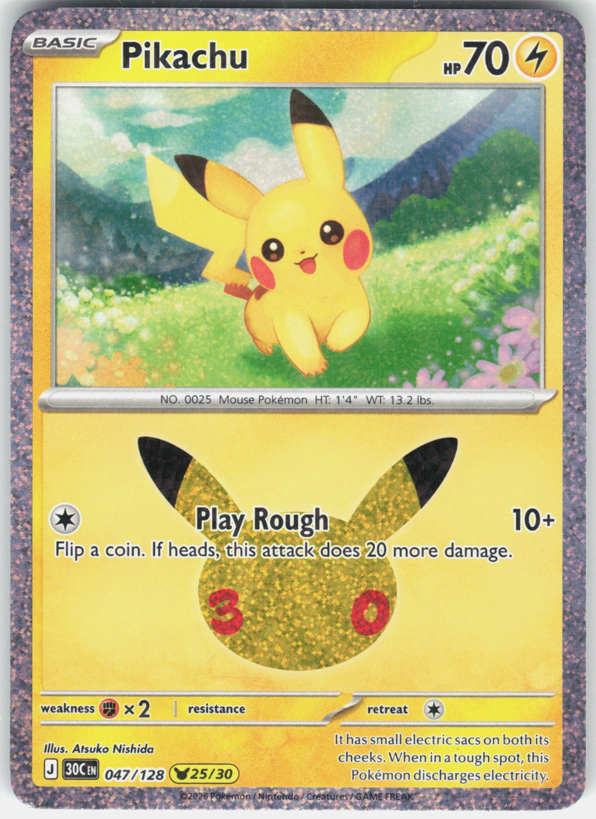 Pikachu Pikachu Rare ME: 30th Celebration 047/128 NM