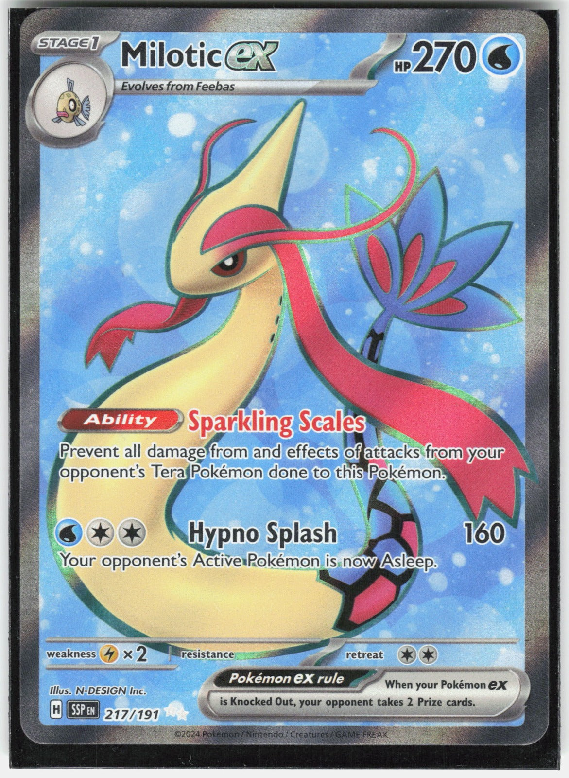 Milotic ex Holo Ultra Rare SV08: Surging Sparks 217/191 NM
