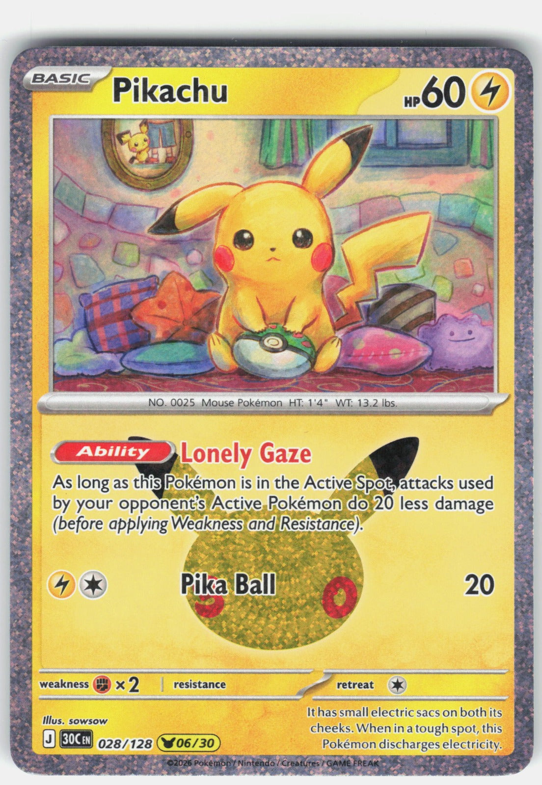 Pikachu Pikachu Rare ME: 30th Celebration 028/128 NM