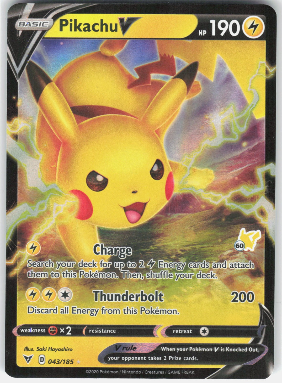 Pikachu V Holo Ultra Rare SWSH04: Vivid Voltage 043/185 NM
