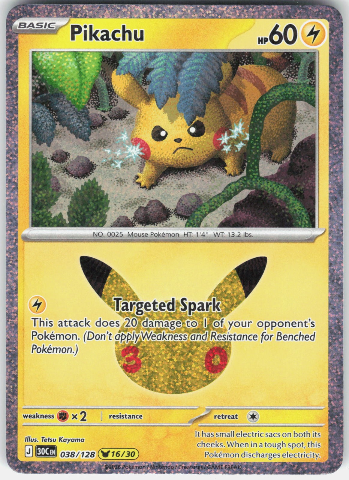 Pikachu Holo Pikachu Rare ME: 30th Celebration 038/128 NM